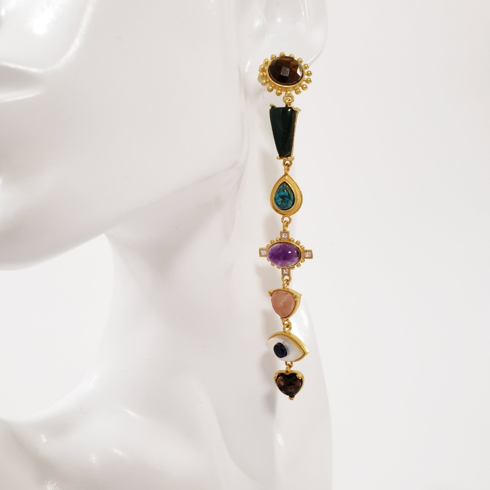Zariin Chakra Dangling Shoulder Duster Earrings - Picture 8 of 14